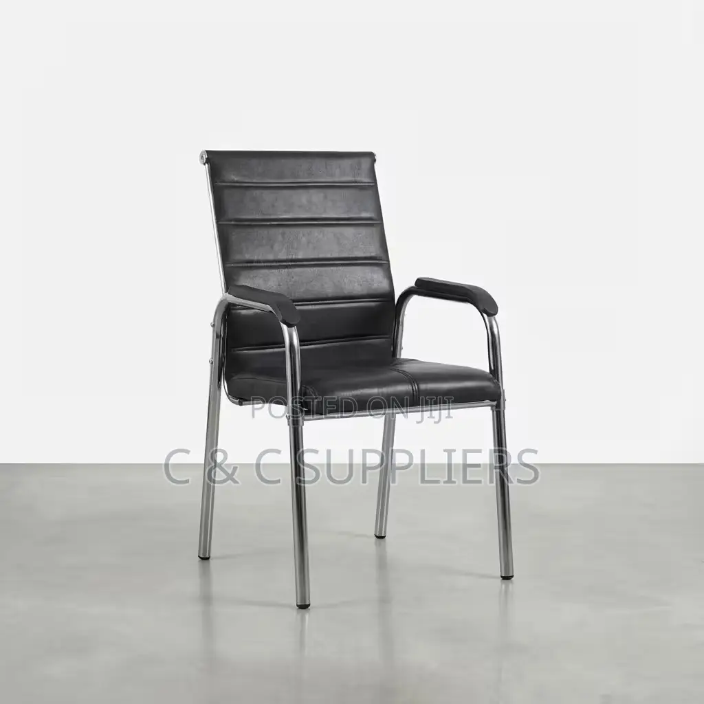 Leather Padded Reception Guest Chair.