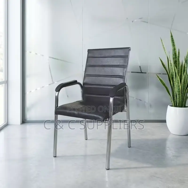 Leather Padded Reception Guest Chair.