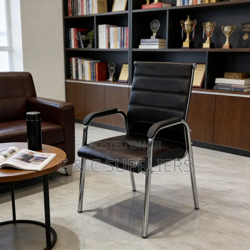 Leather Padded Reception Guest Chair.