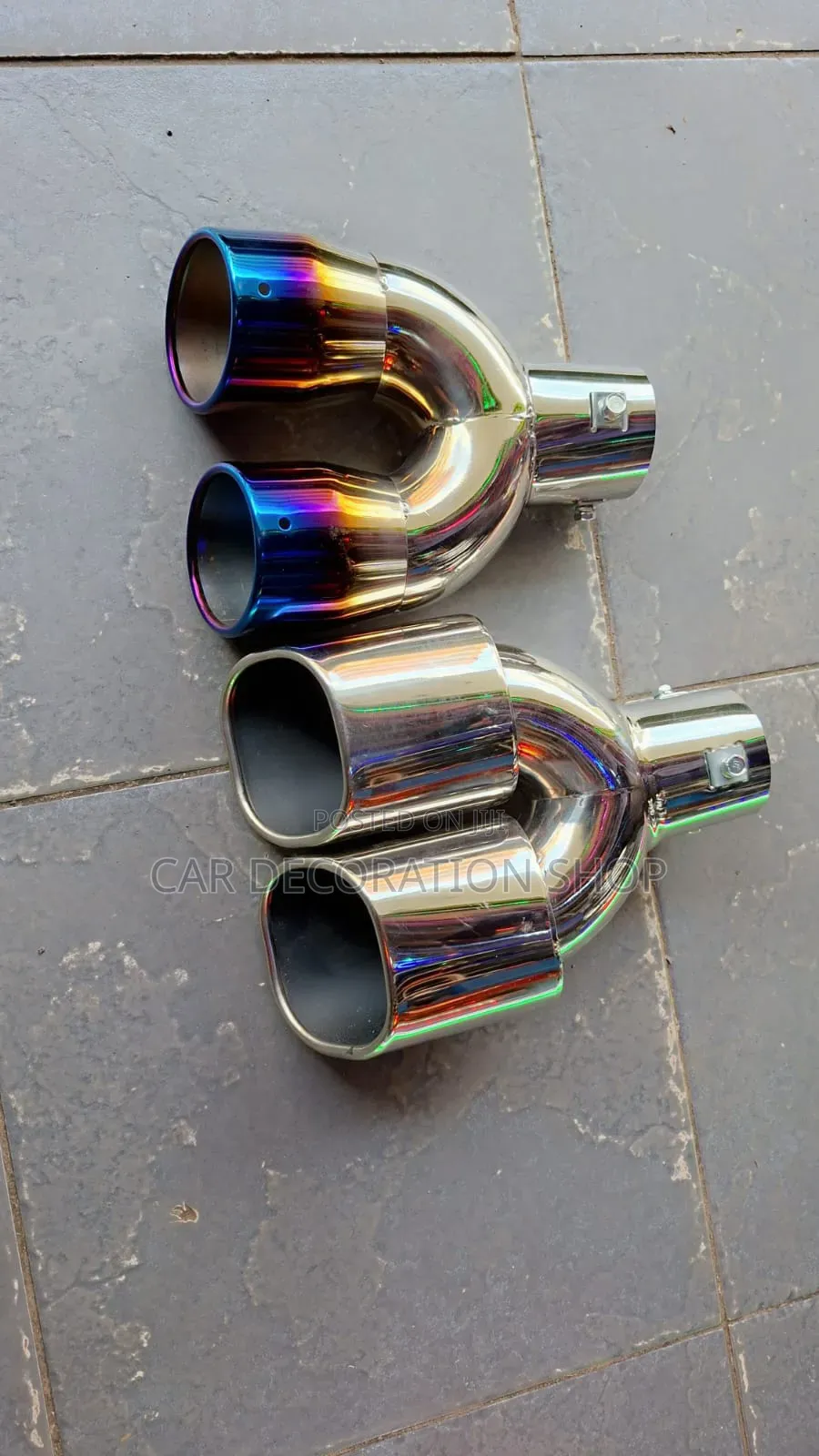 Stainless Steel Dual Y_shaped Twin Pipe Outlet Exhaust Muffler Tips