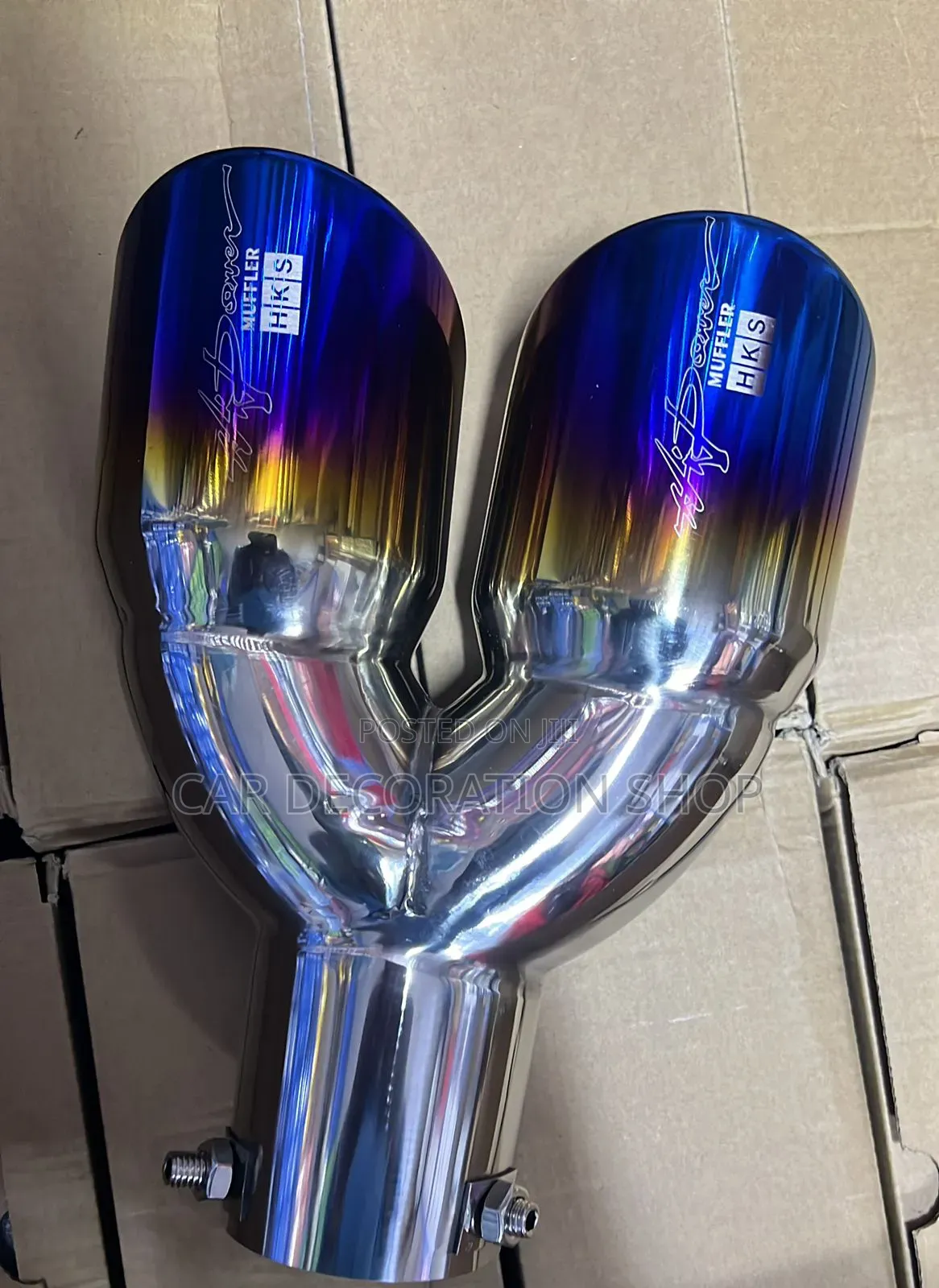 Stainless Steel Dual Y_shaped Twin Pipe Outlet Exhaust Muffler Tips