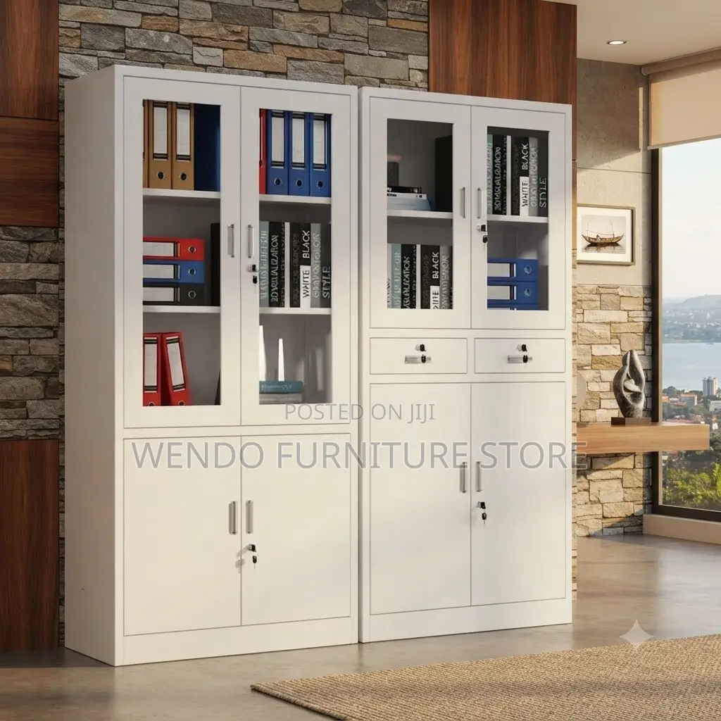 Office Cabinet; Two Doors Steel Mega Filing Cabinet With Glass View