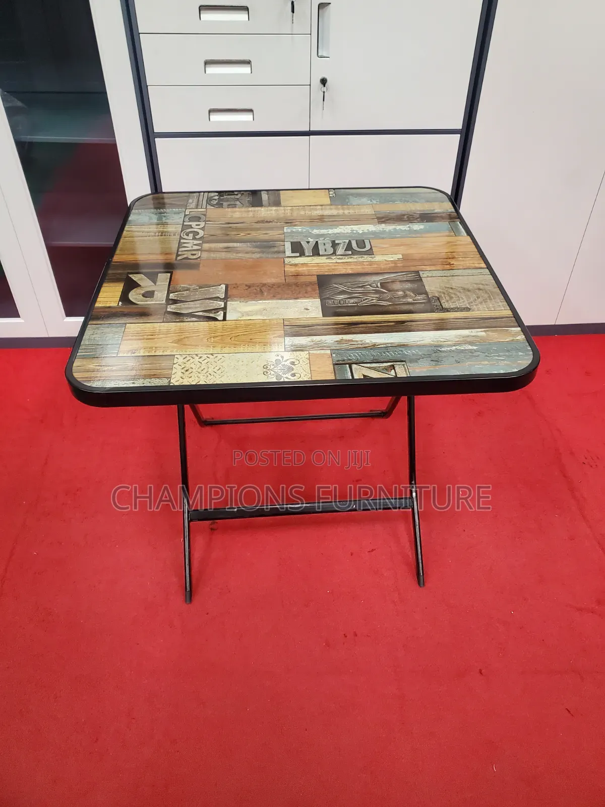 Rustic Print Folding Accent Table