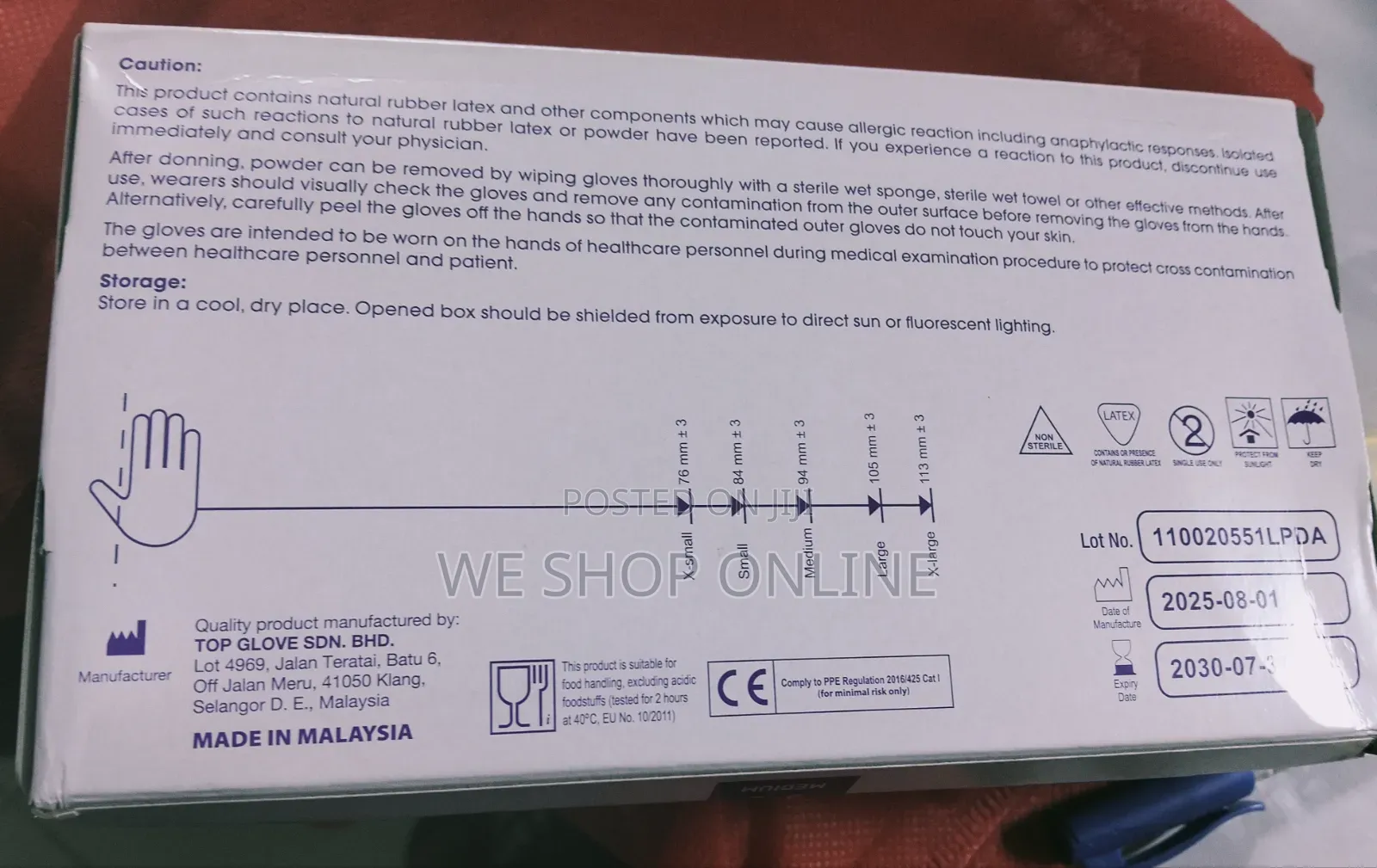 100pcs Disposable Latex Examination Gloves