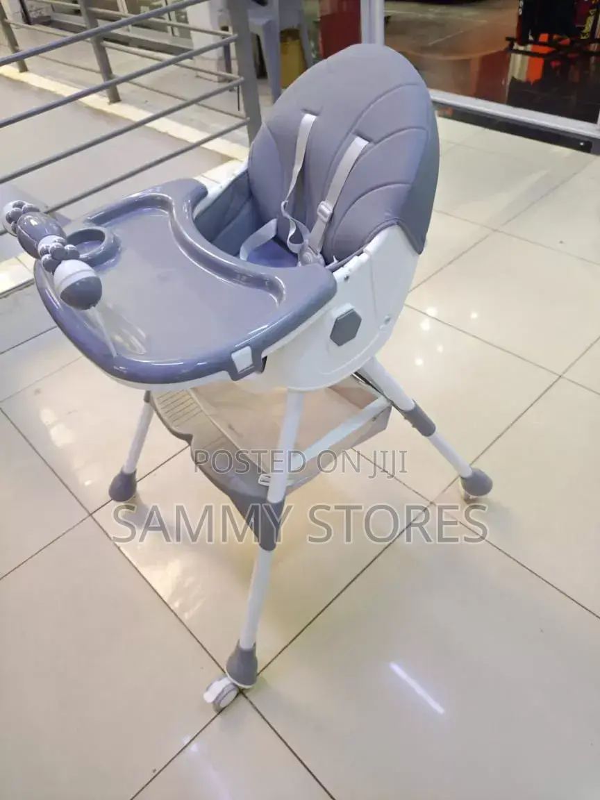 Infant High Chair With Safety Harness, Cup Holder Storage Basket