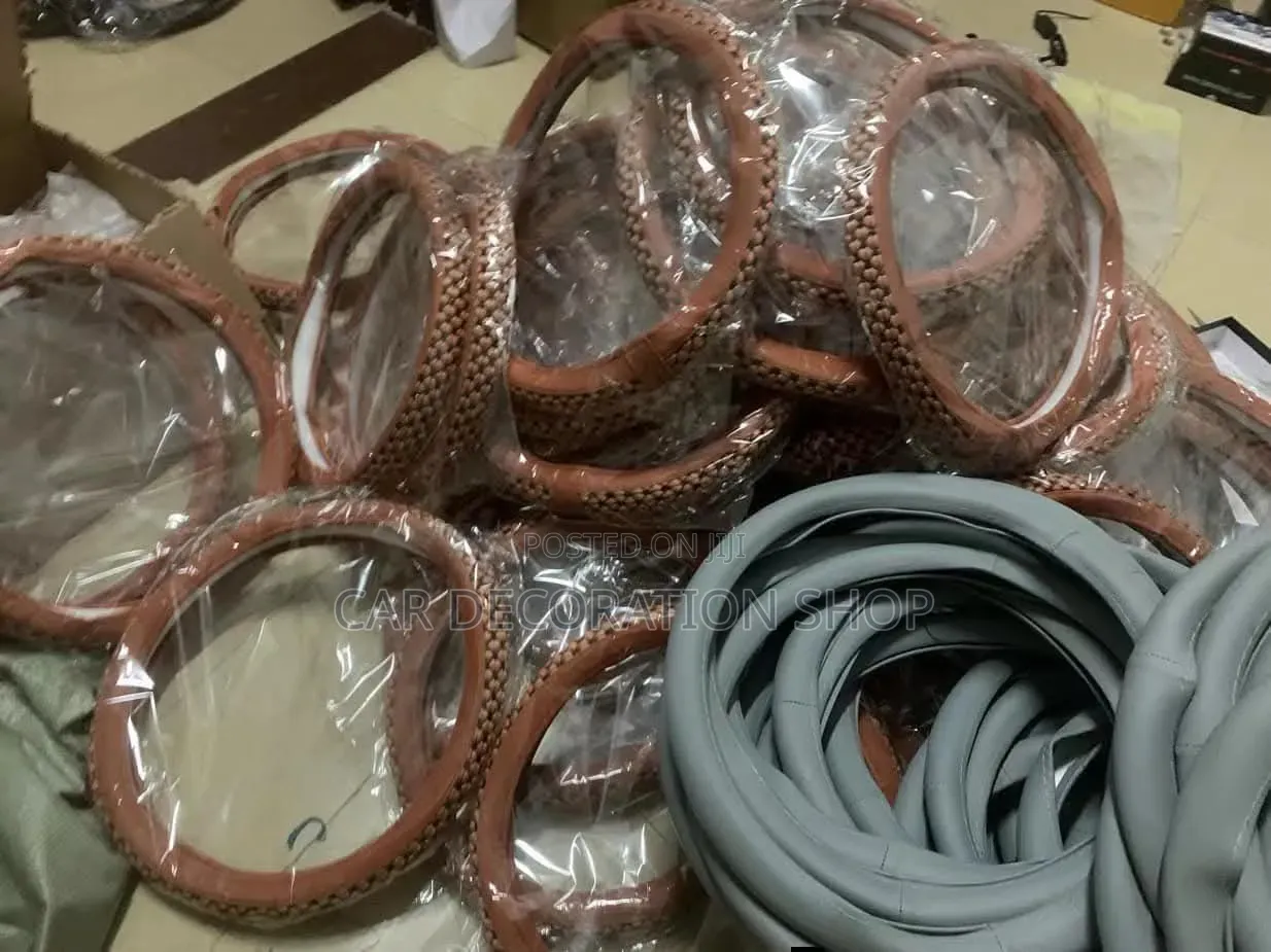Brown Woven Universal Fit Threaded Steering Wheel Cover