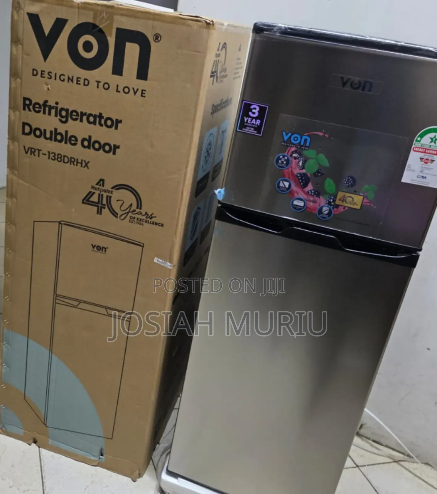 Von 138l Direct Cool Double Door Refrigerator