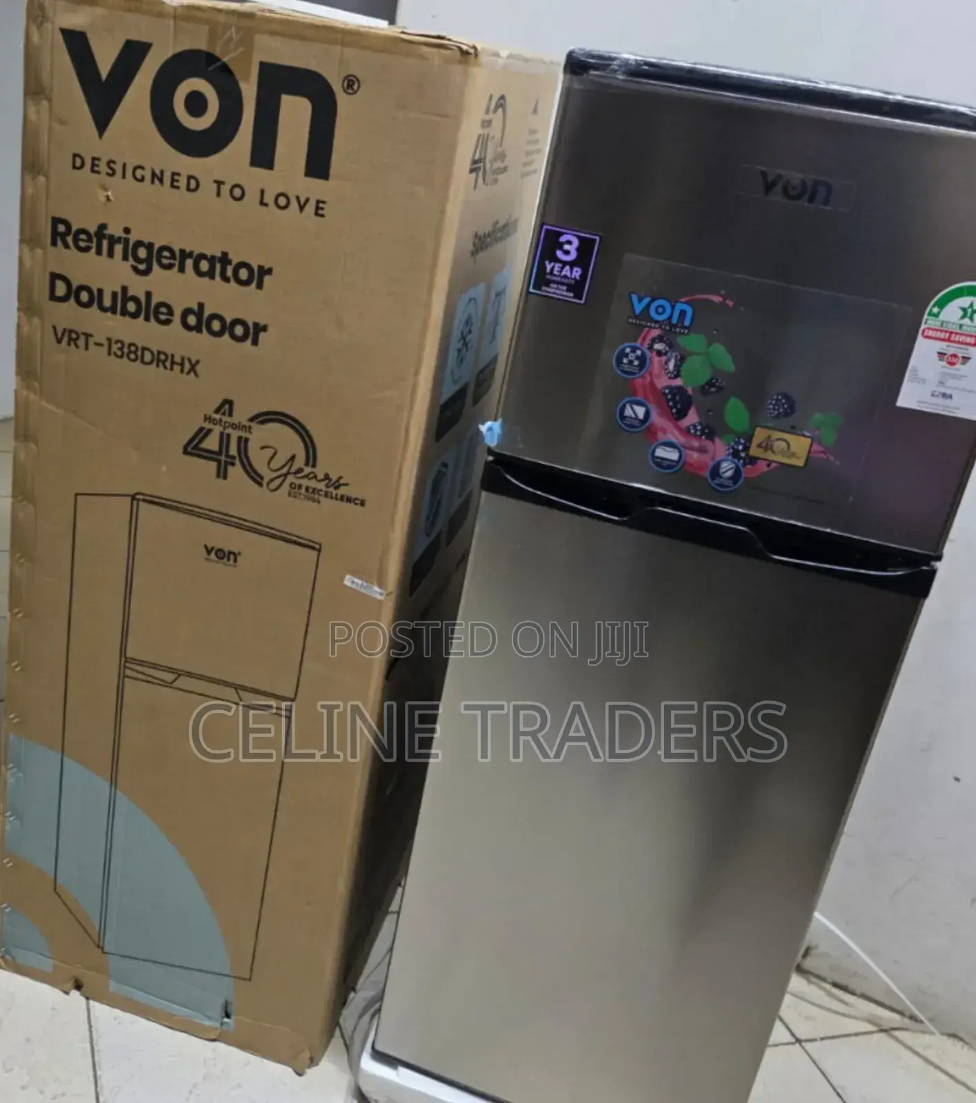 Von 138l Direct Cool Double Door Refrigerator