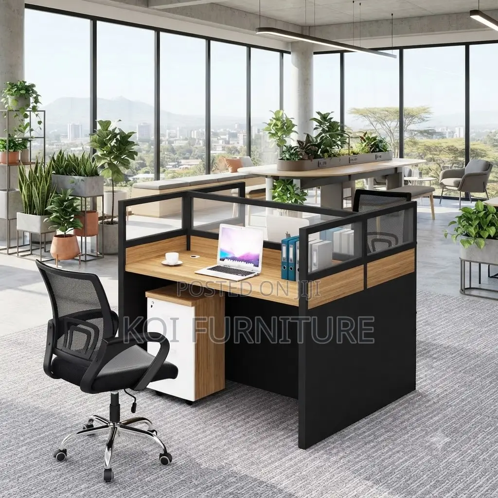 Office Workstation; Two Users MDF Square Brown Workstation