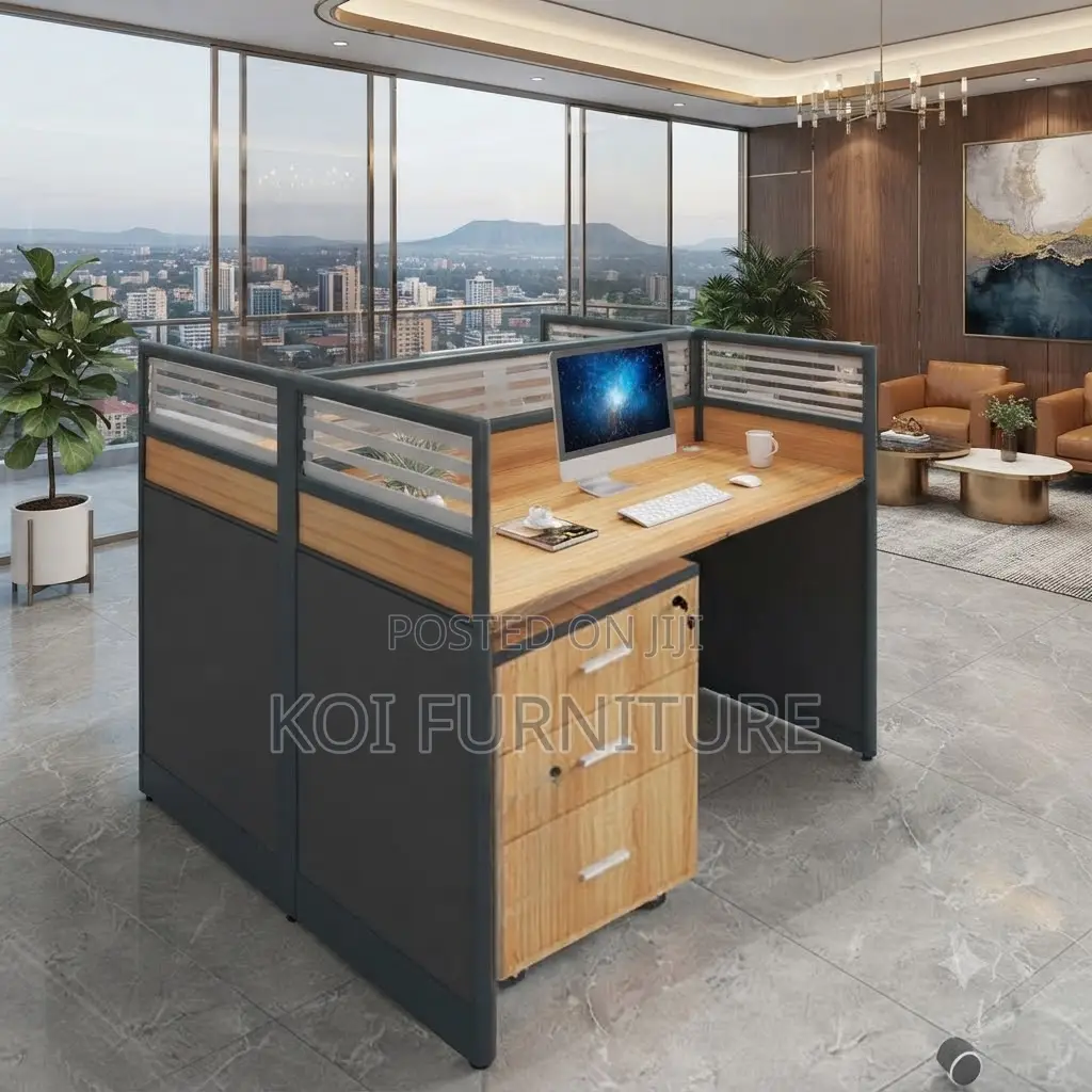 Office Workstation; Two Users MDF Square Brown Workstation