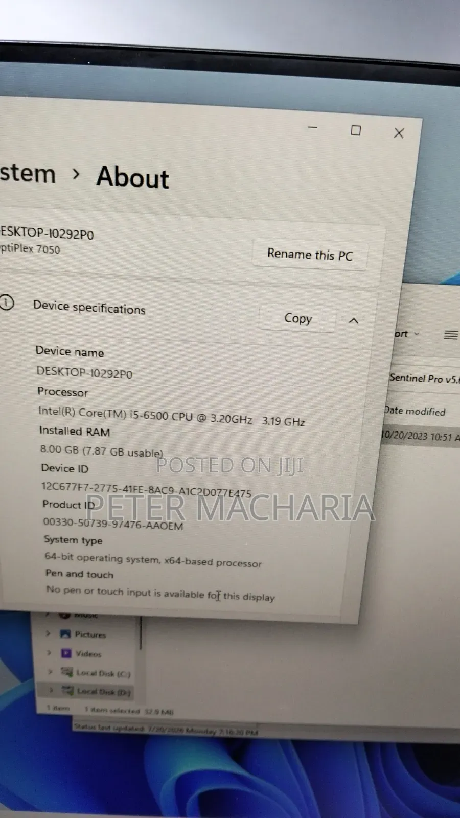 Desktop Computer Dell Optiplex 7070 8GB Intel Core i5 SSD 512GB