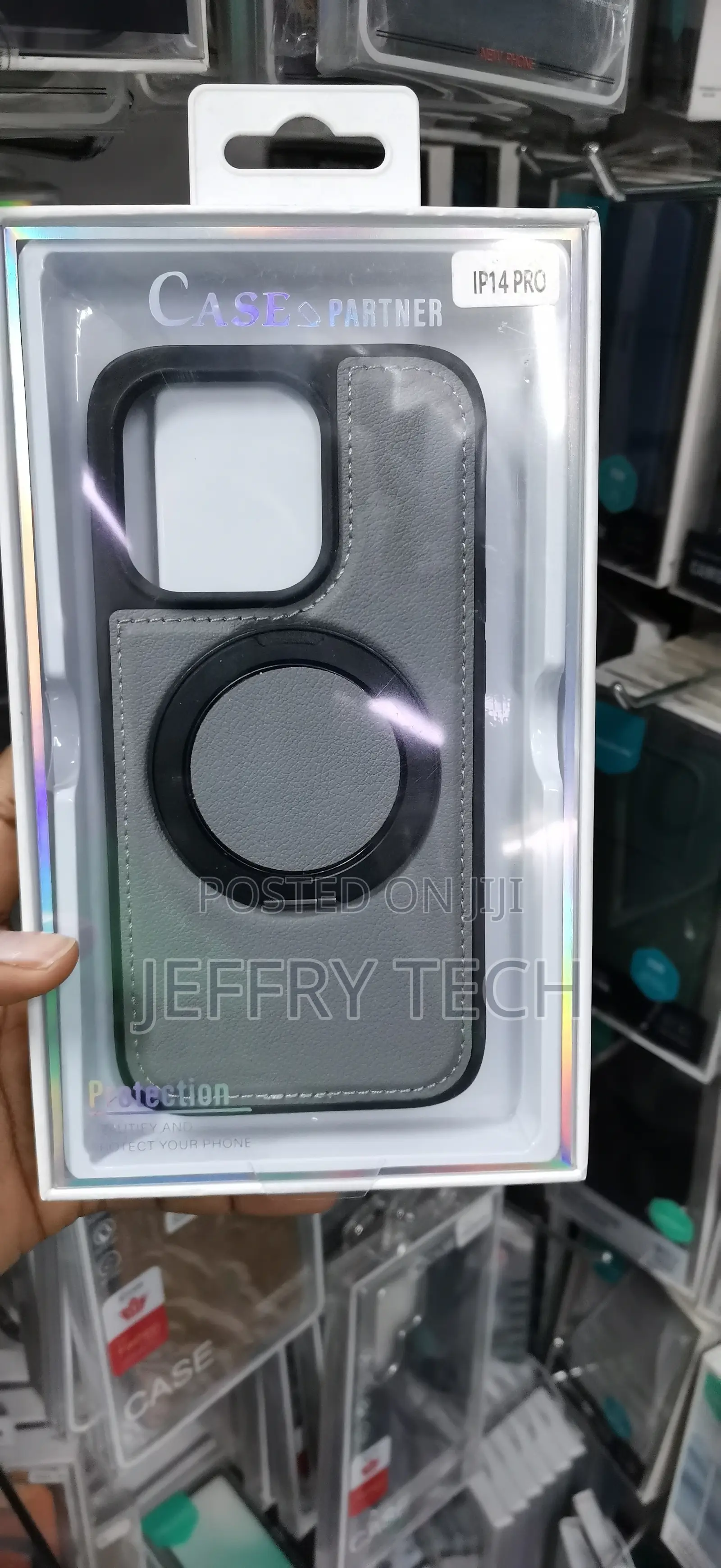 Grey Faux Leather Case Is Designed for the iPhone 14 Pro