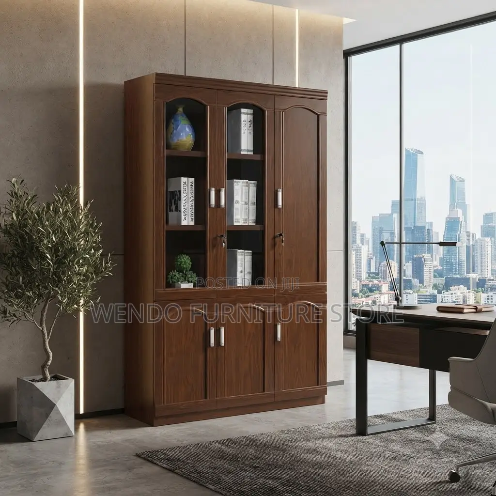 Office Cabinet; Diplomatic Office Cabinet With Three Mahogany Doors