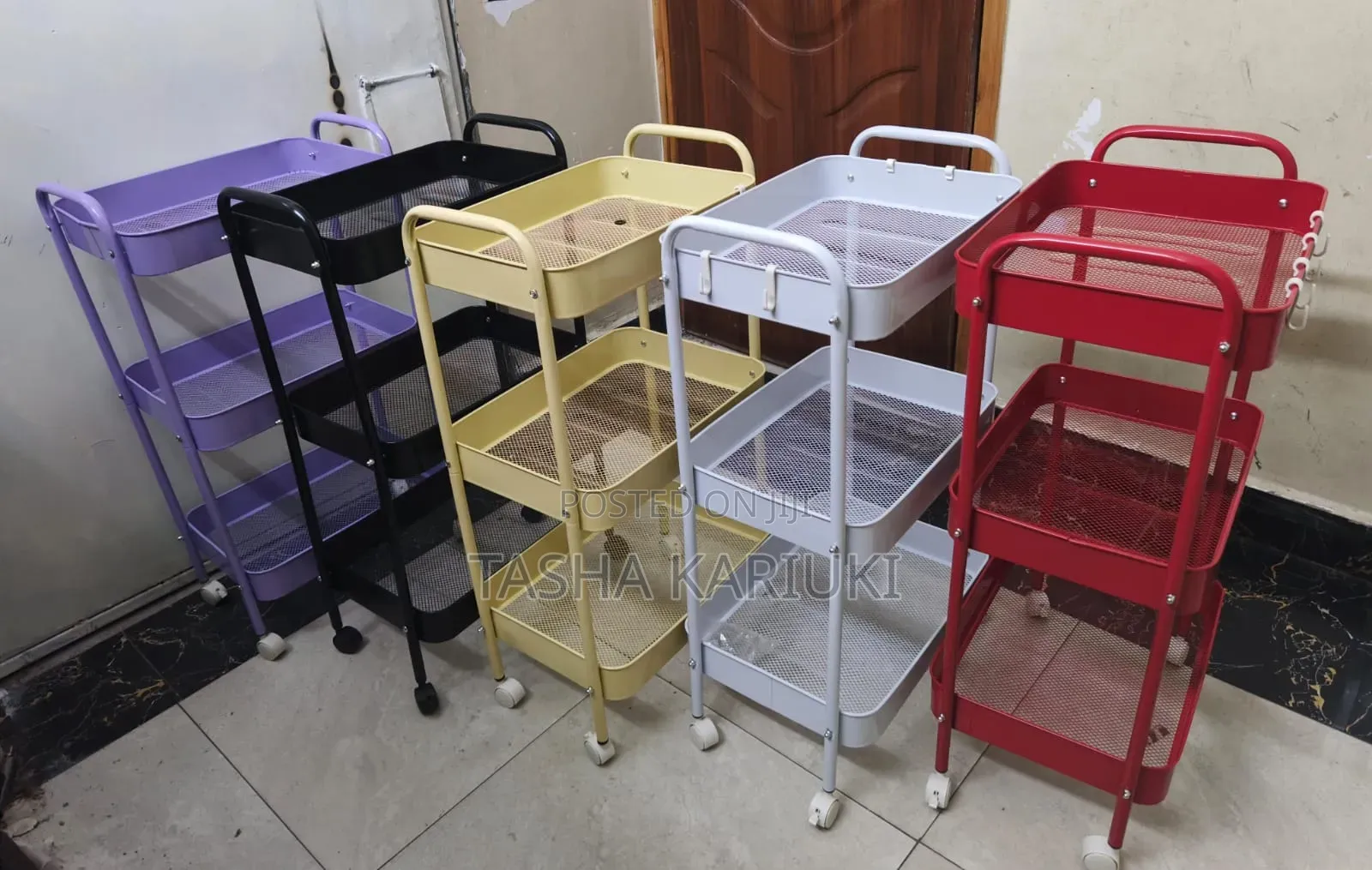Metallic 3 Layer Trolley Rack Mesh