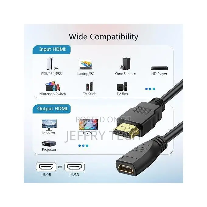 Hdmi-Compatible Extension / Joiner Cable Male to Female