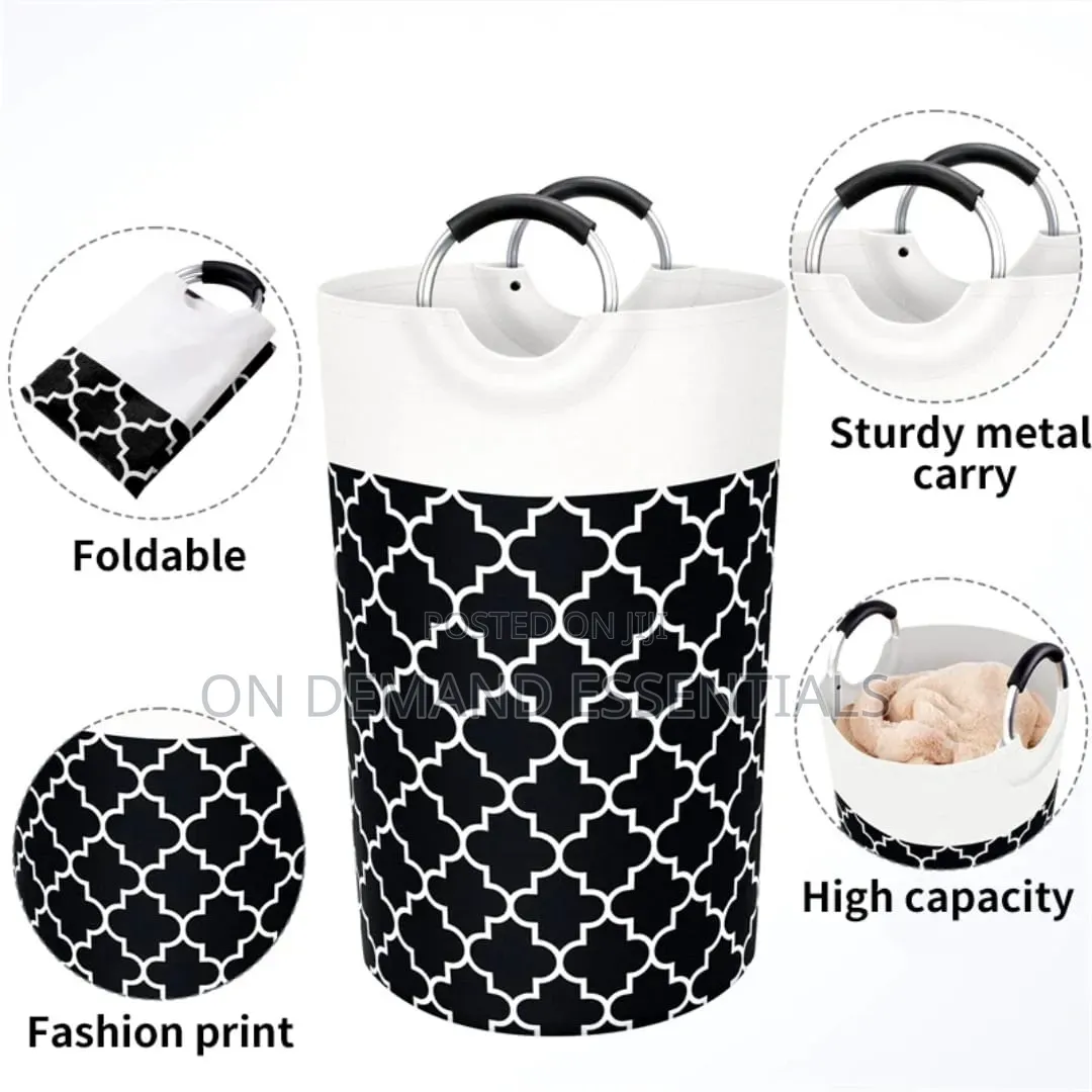 Large Capacity Laundry Basket 82l With Metal Handles
