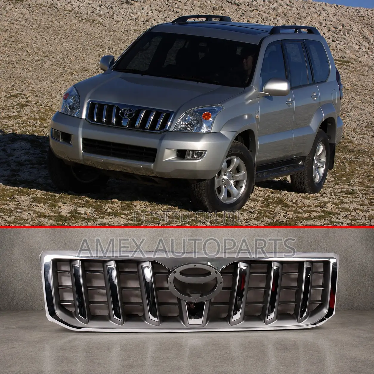 Grille Toyota Land Cruiser Prado FJ120 2003 Onwards Chrome