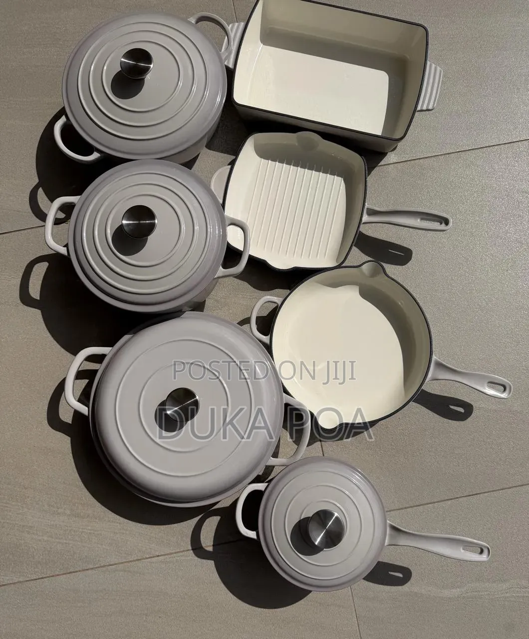Enamel Cast Iron 11 Pieces Gray Cookware