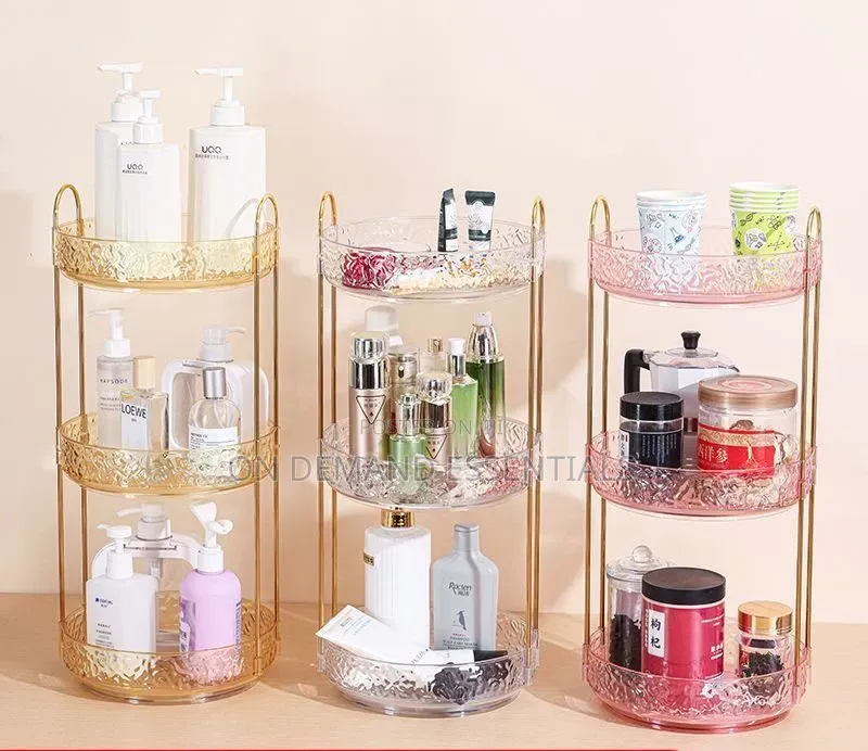 2 Layer 360° Rotating Makeup Storage Rack Multi-Layer Organizer