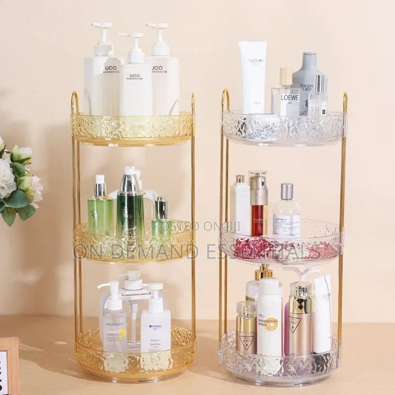 2 Layer 360° Rotating Makeup Storage Rack Multi-Layer Organizer
