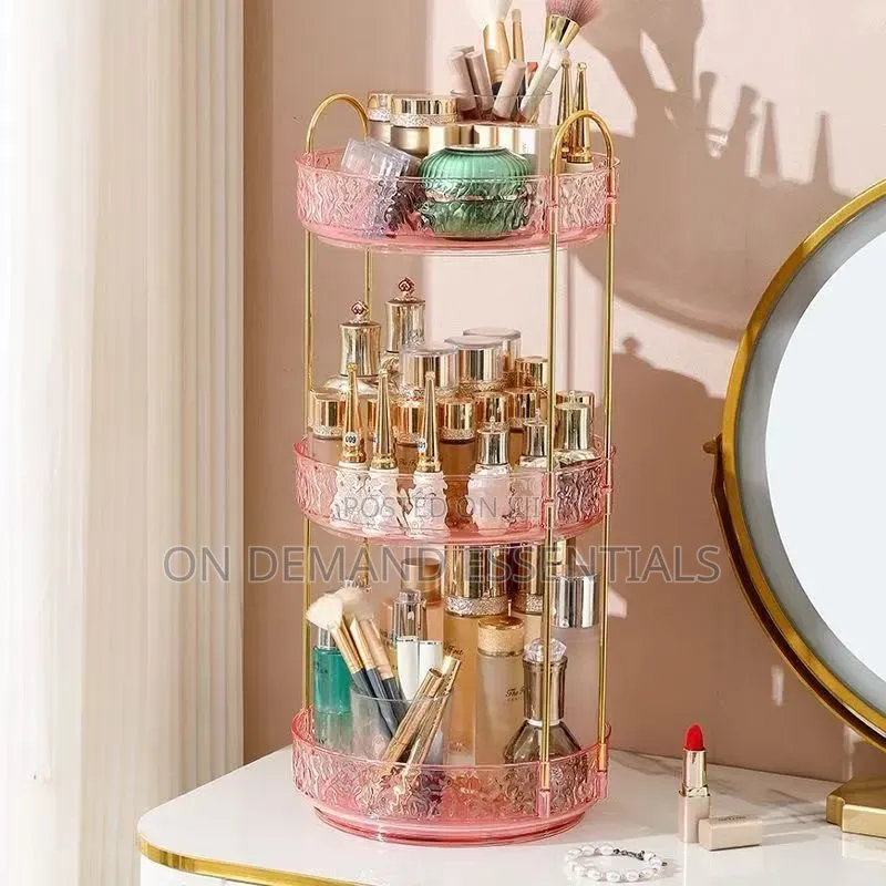 2 Layer 360° Rotating Makeup Storage Rack Multi-Layer Organizer