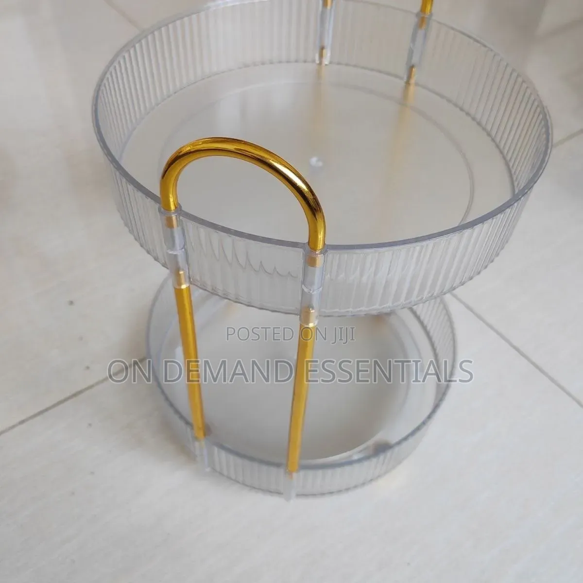 2 Layer Luxurious Textured 360° Rotating Makeup Storage Rack