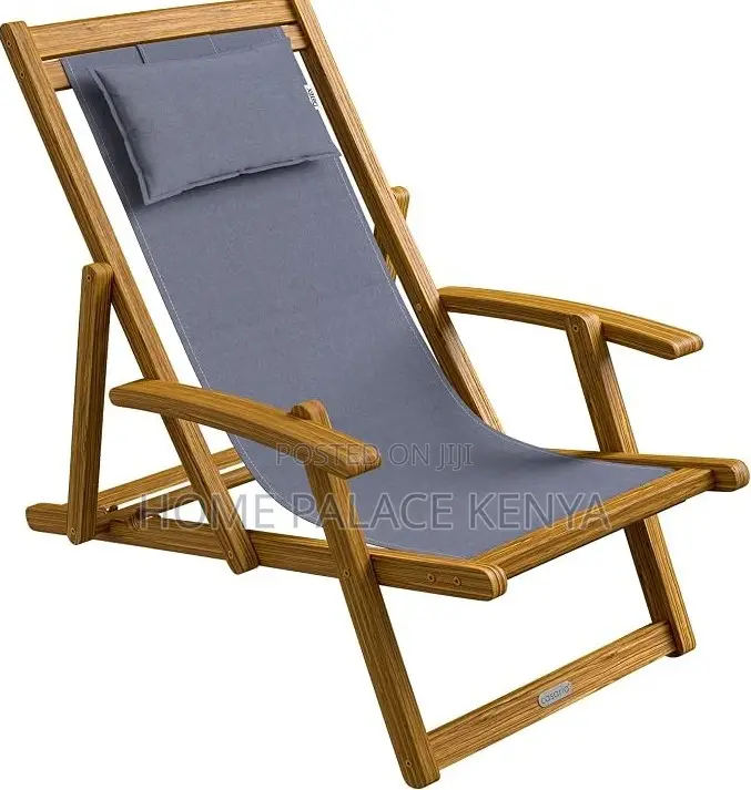 Sun Lounger: Acacia Sling Folding Chaise Lounger