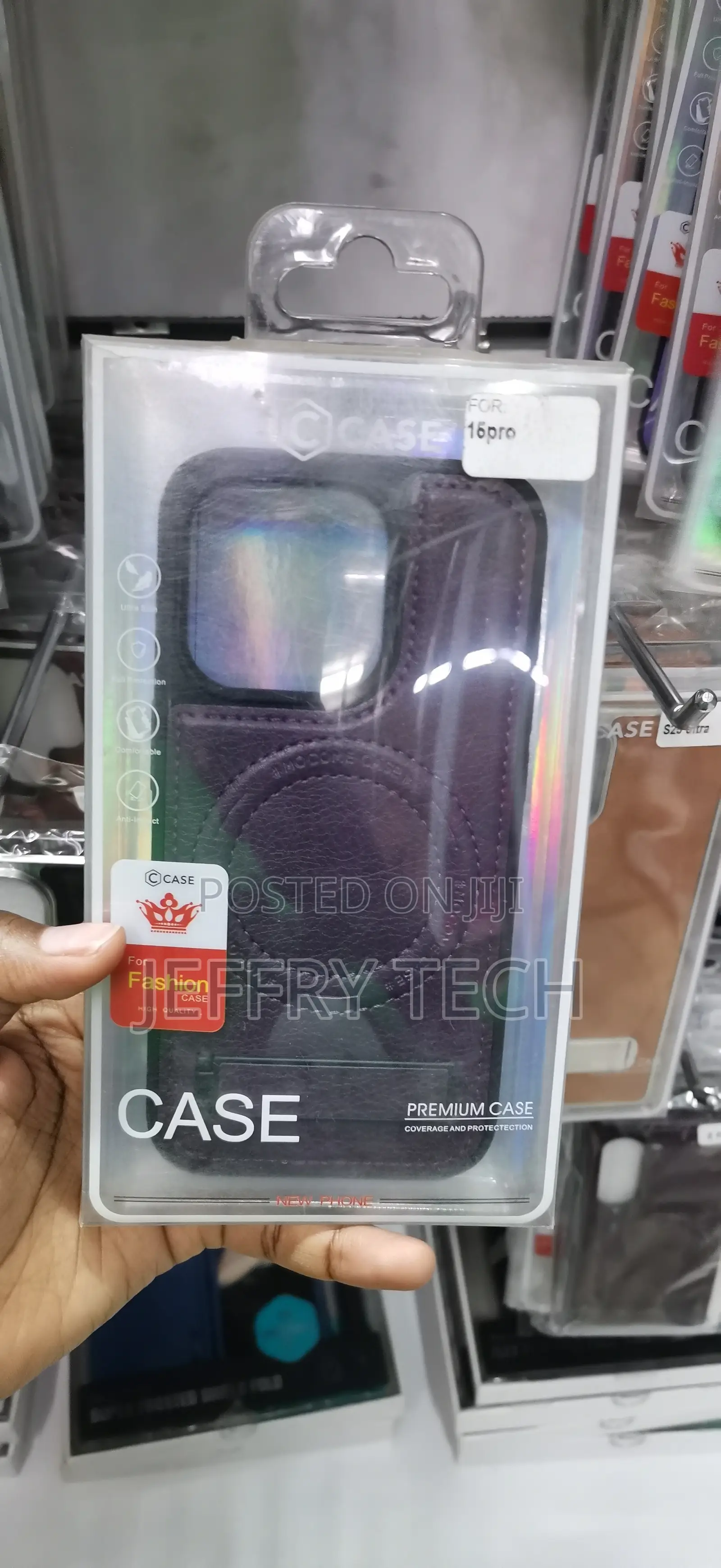 iPhone 16 Pro Dark Purple/Maroon Faux Leather Skin Casing