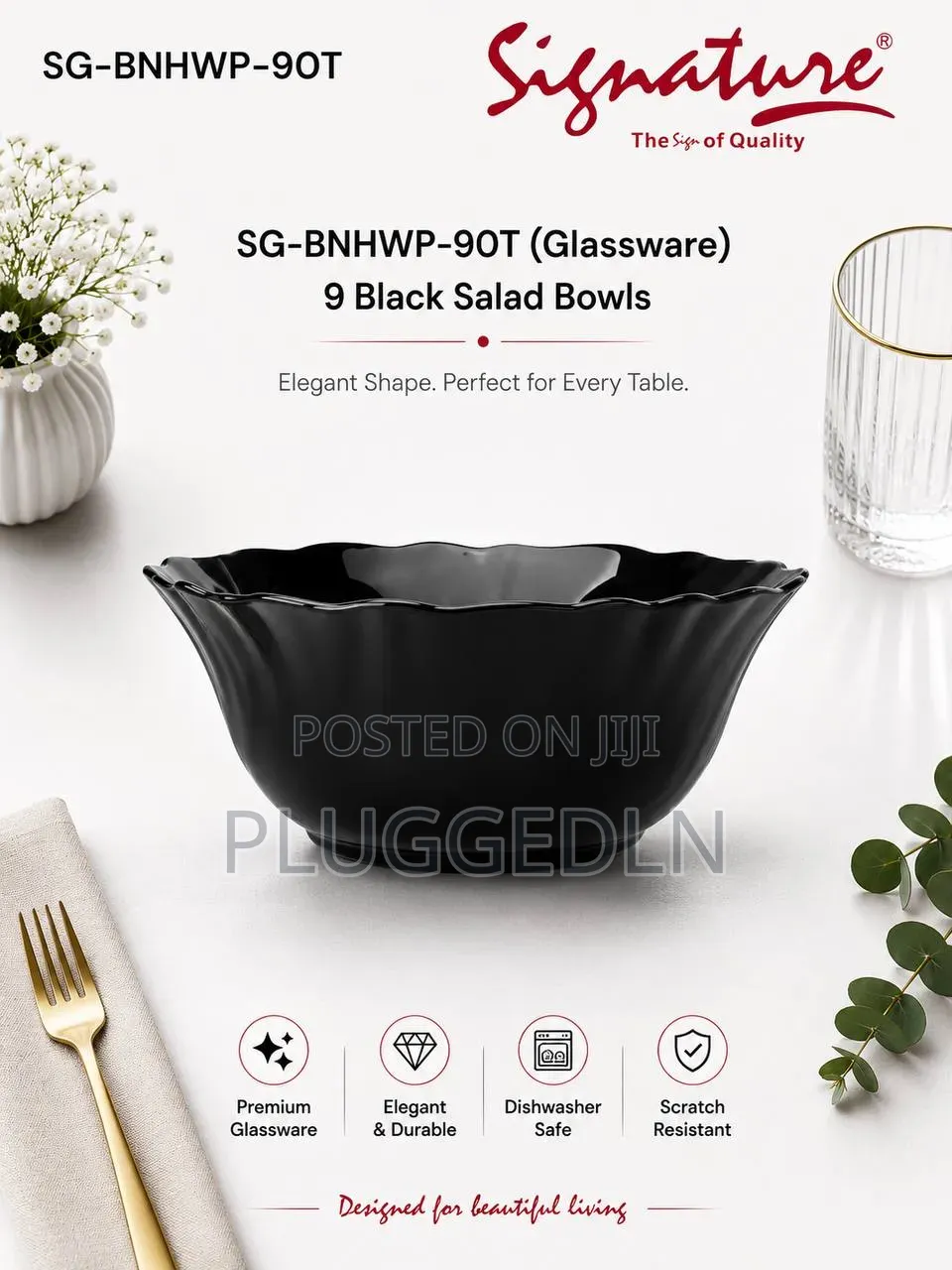 Black Glass Salad Bowls
18 PCS Per Box