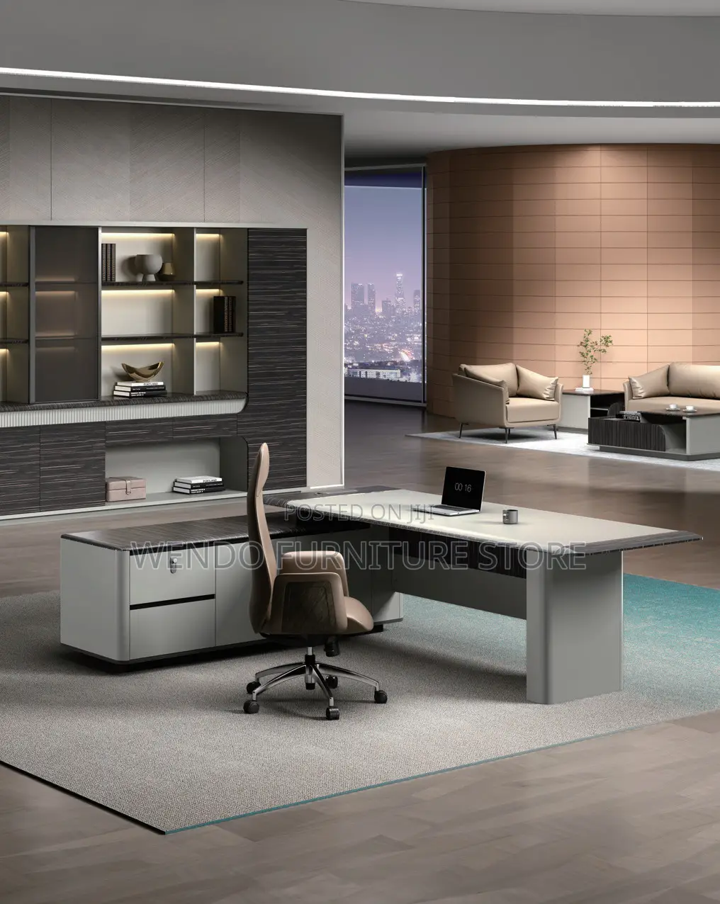 Office Desk; 2.4 Meter Executive Office Desk With White Front