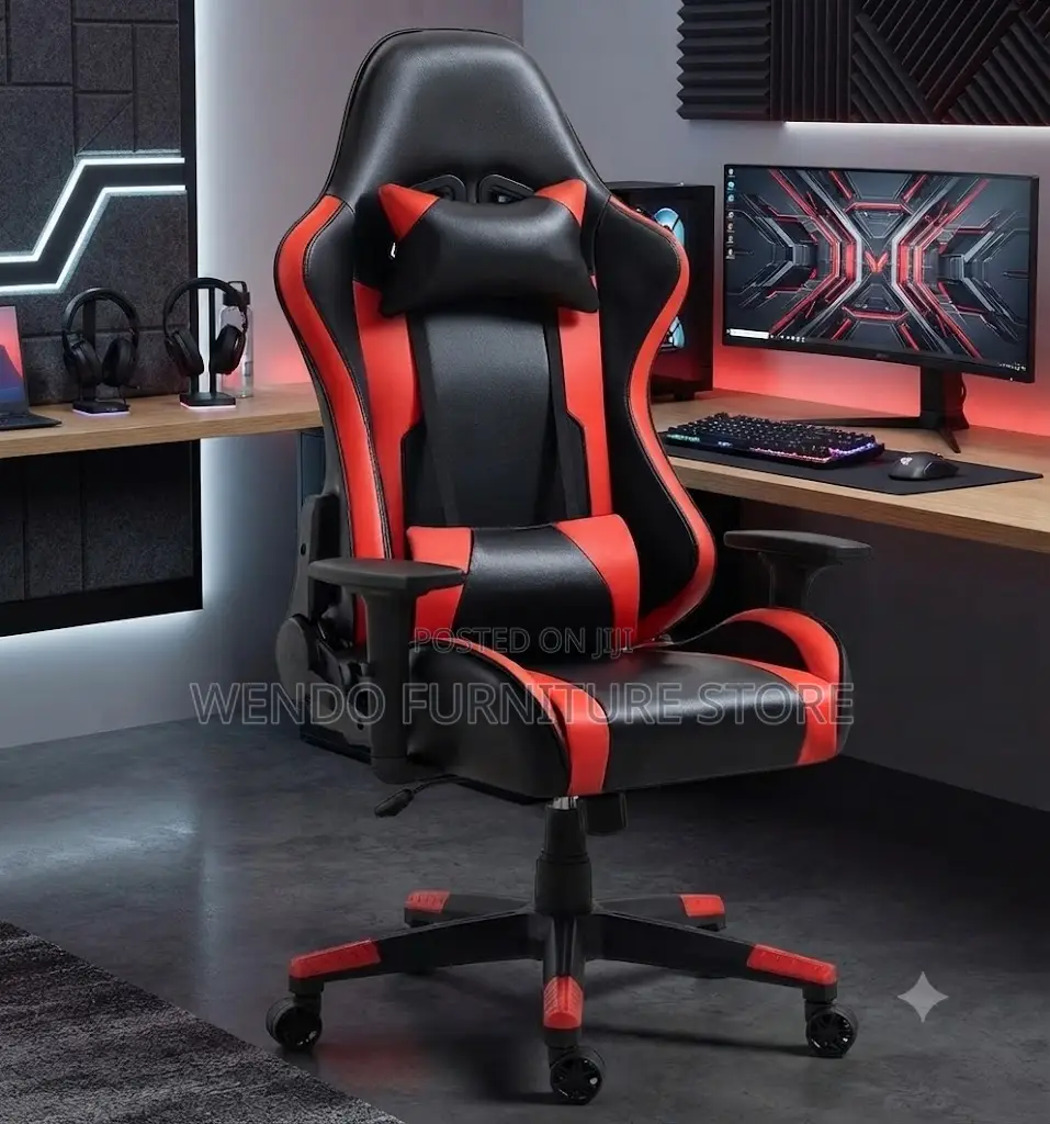Office Chairs; Black-Red Home Office Adjustable Gaming Chairs