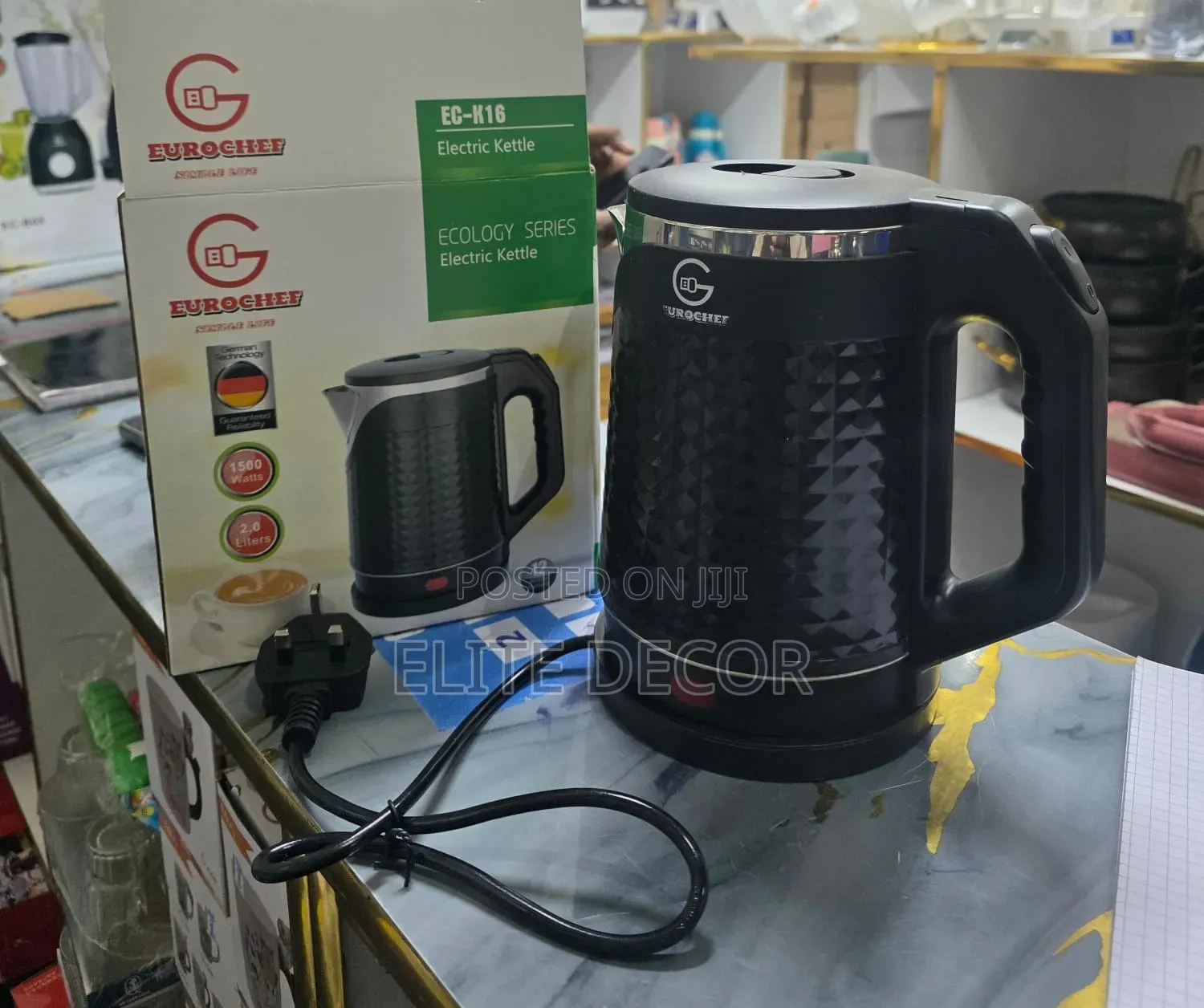 Eurochef 2L Plastic Electric Kettle – Fast Boiling Water Heater