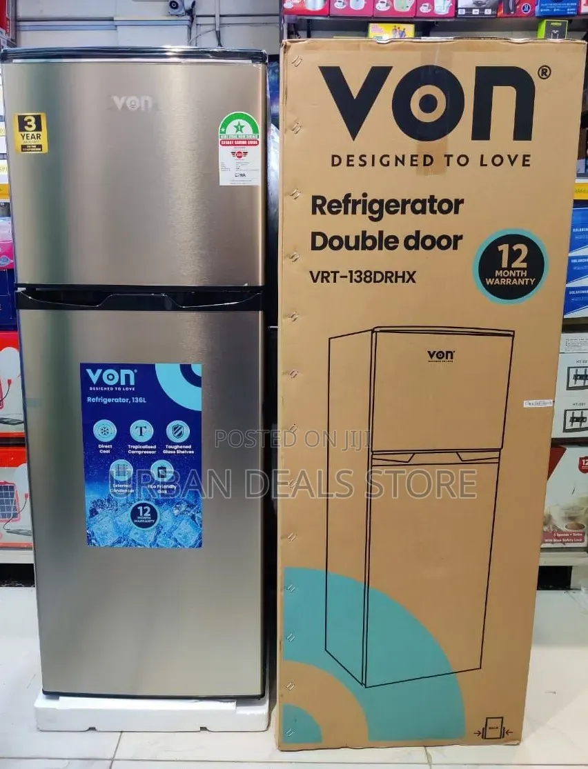VON 138L Double Door Refrigerator