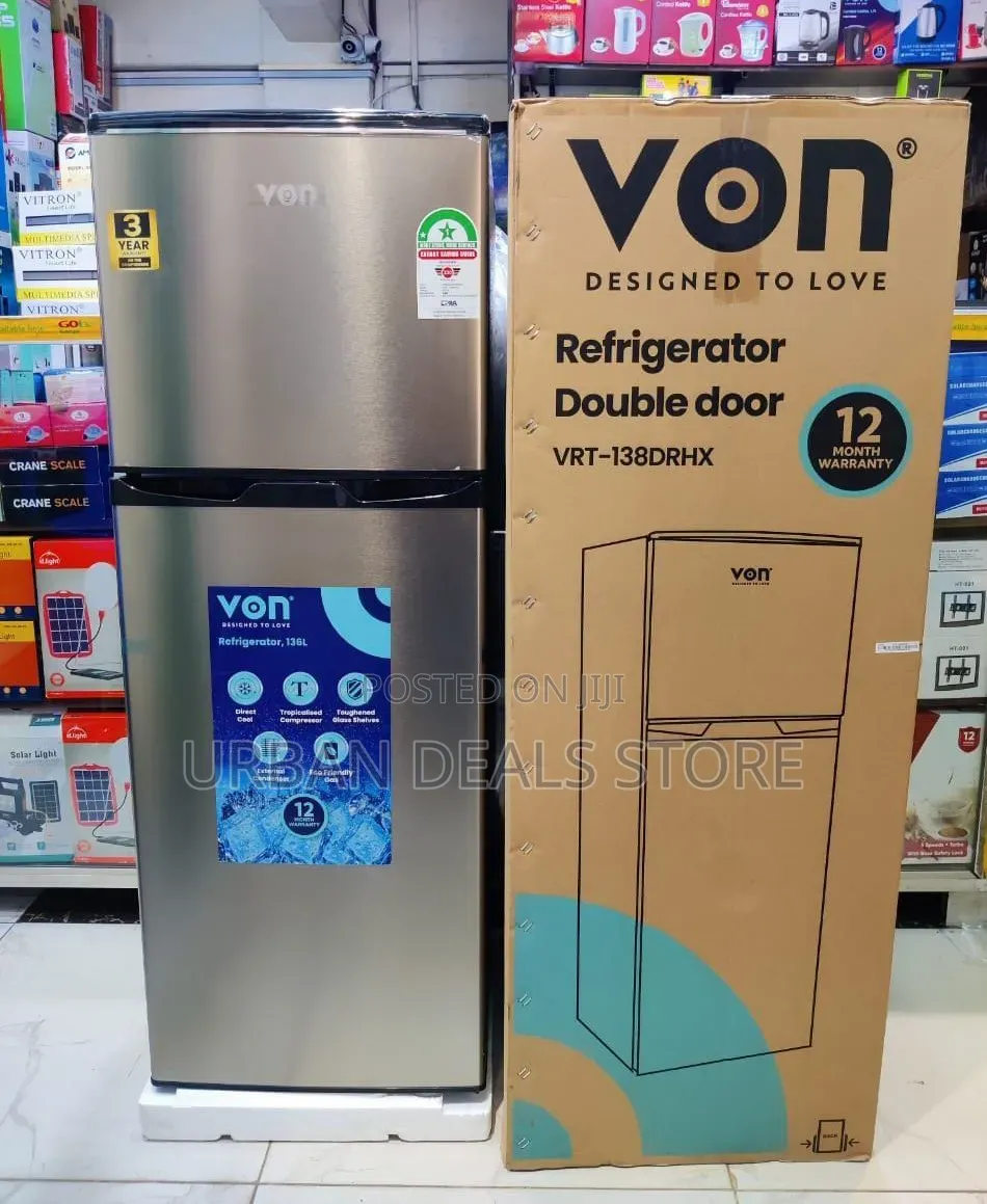 VON 138L Double Door Refrigerator