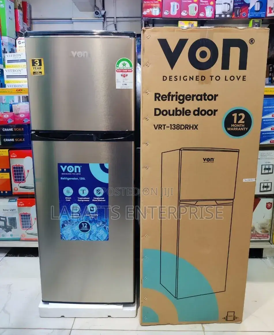 VON 138L Double Door Refrigerator