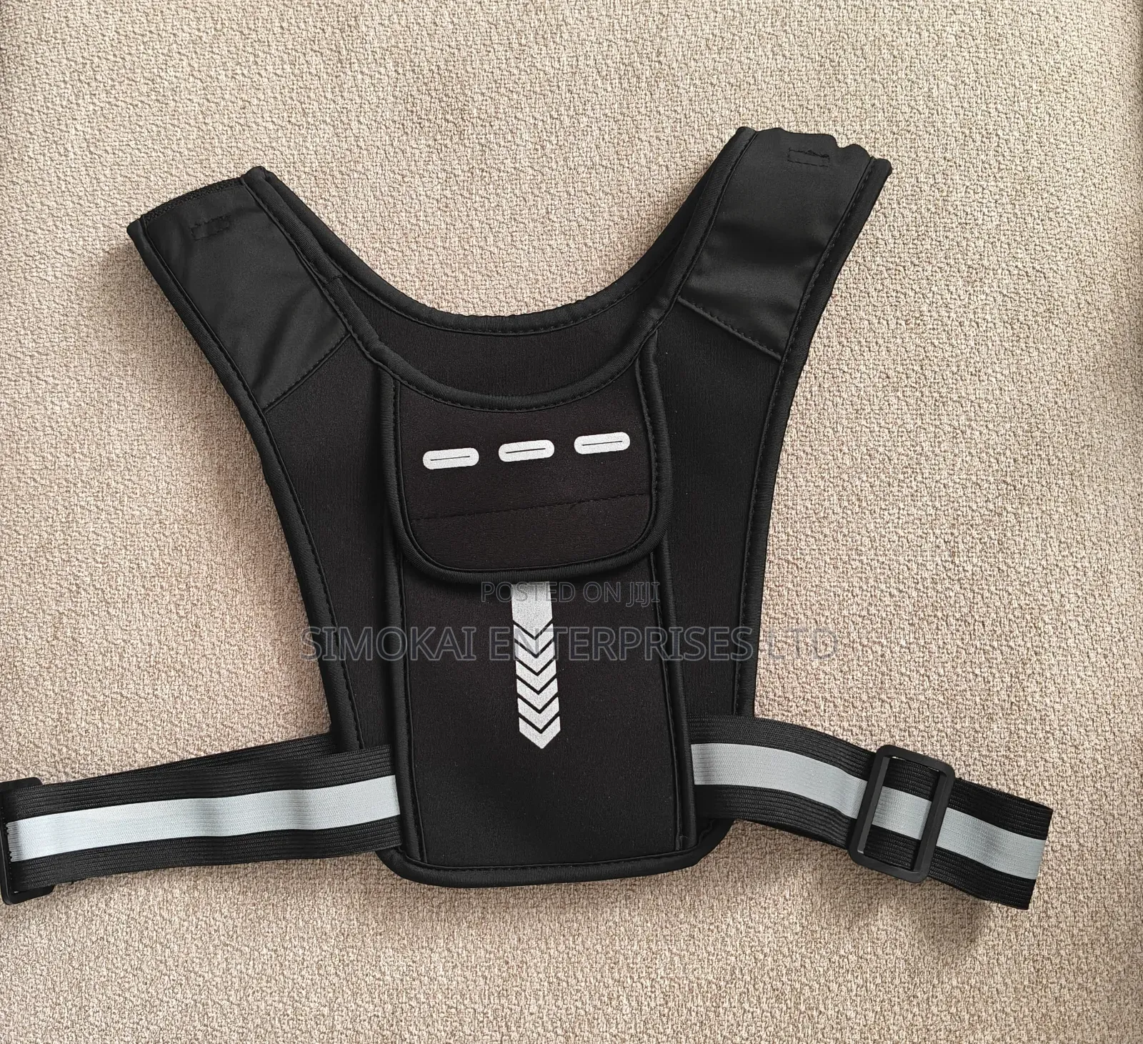 Running Chest Vest - Black With Phone Pocket