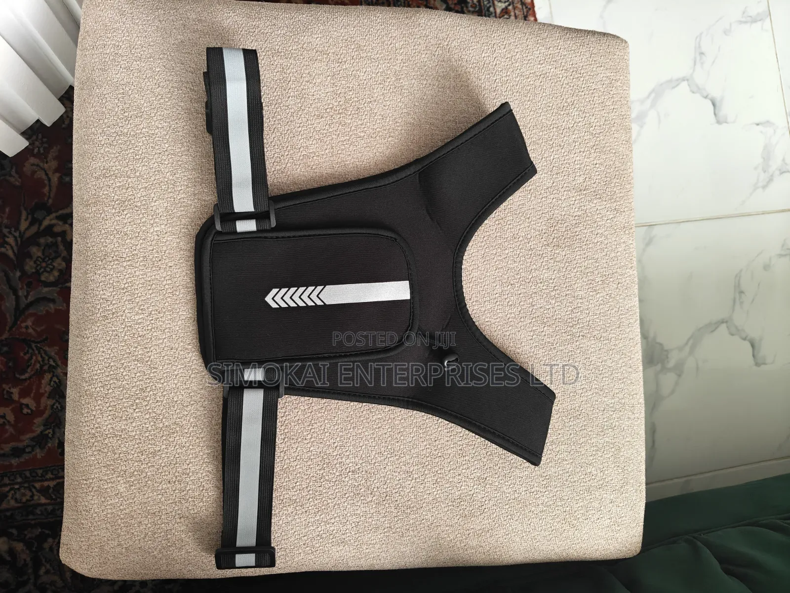 Running Chest Vest - Black With Phone Pocket