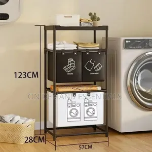 4 Grid Laundry Basket With Storage Rack