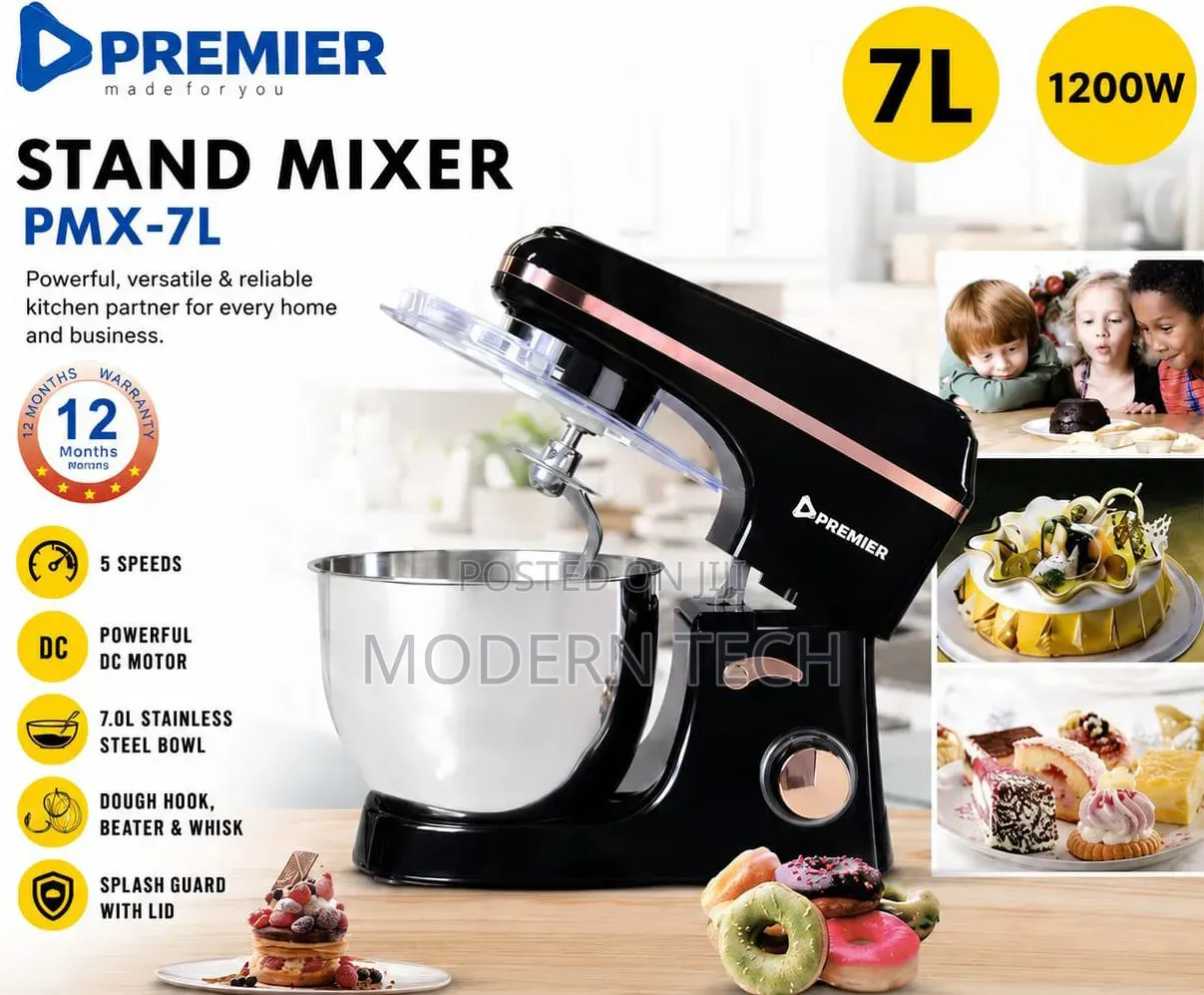 Premier 7L Electric Stand Mixer 1200W With Stainless Steel Bowl