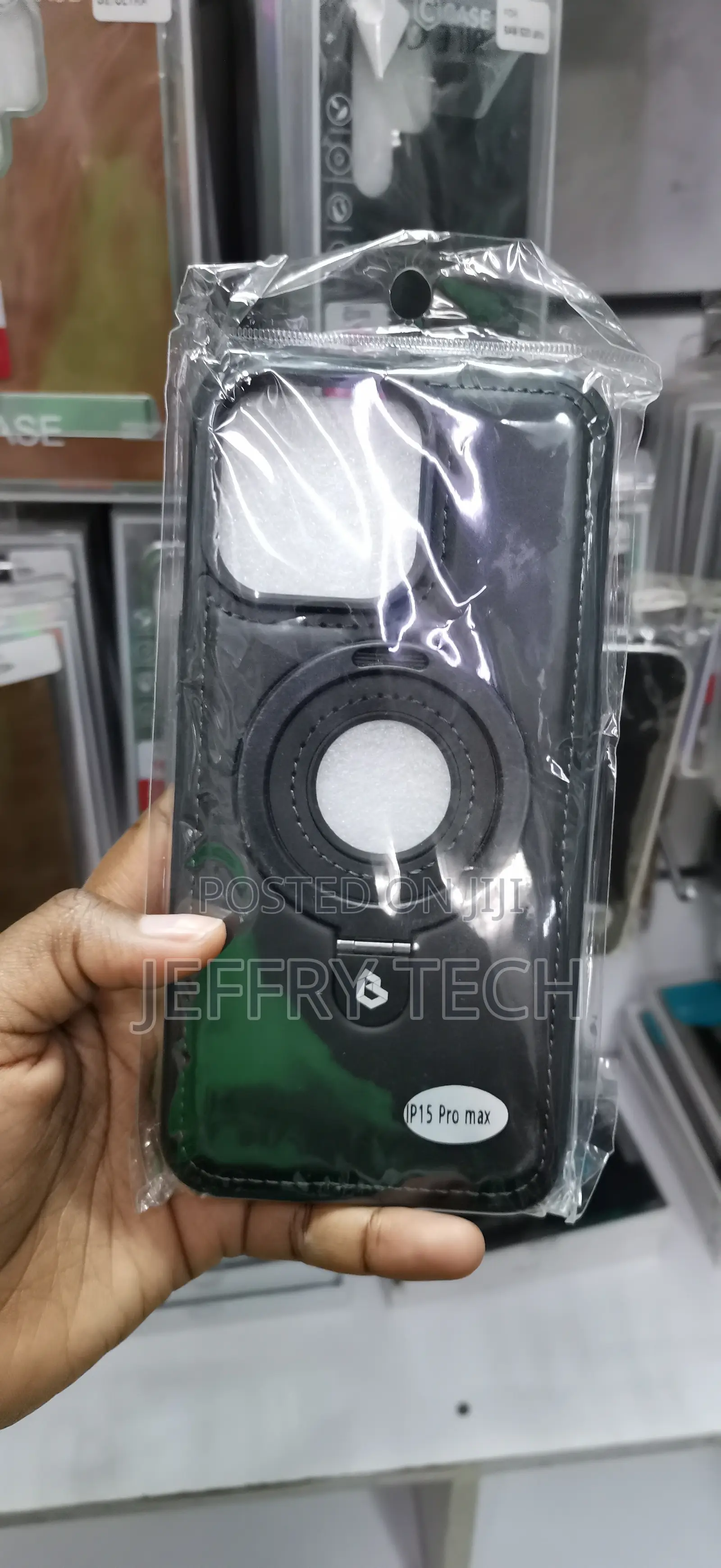 iPhone 15 Pro Max Generic Black Leather MagSafe Case