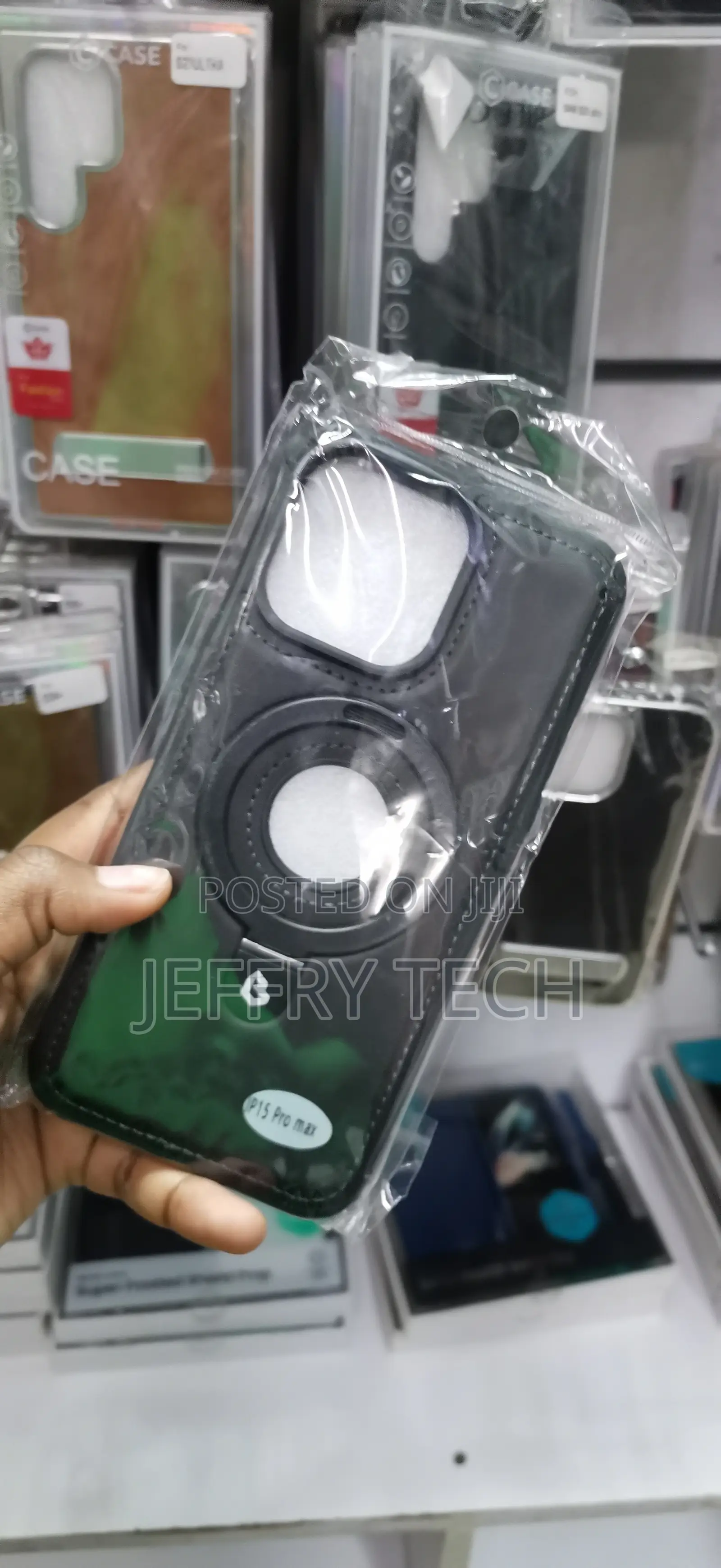 iPhone 15 Pro Max Generic Black Leather MagSafe Case