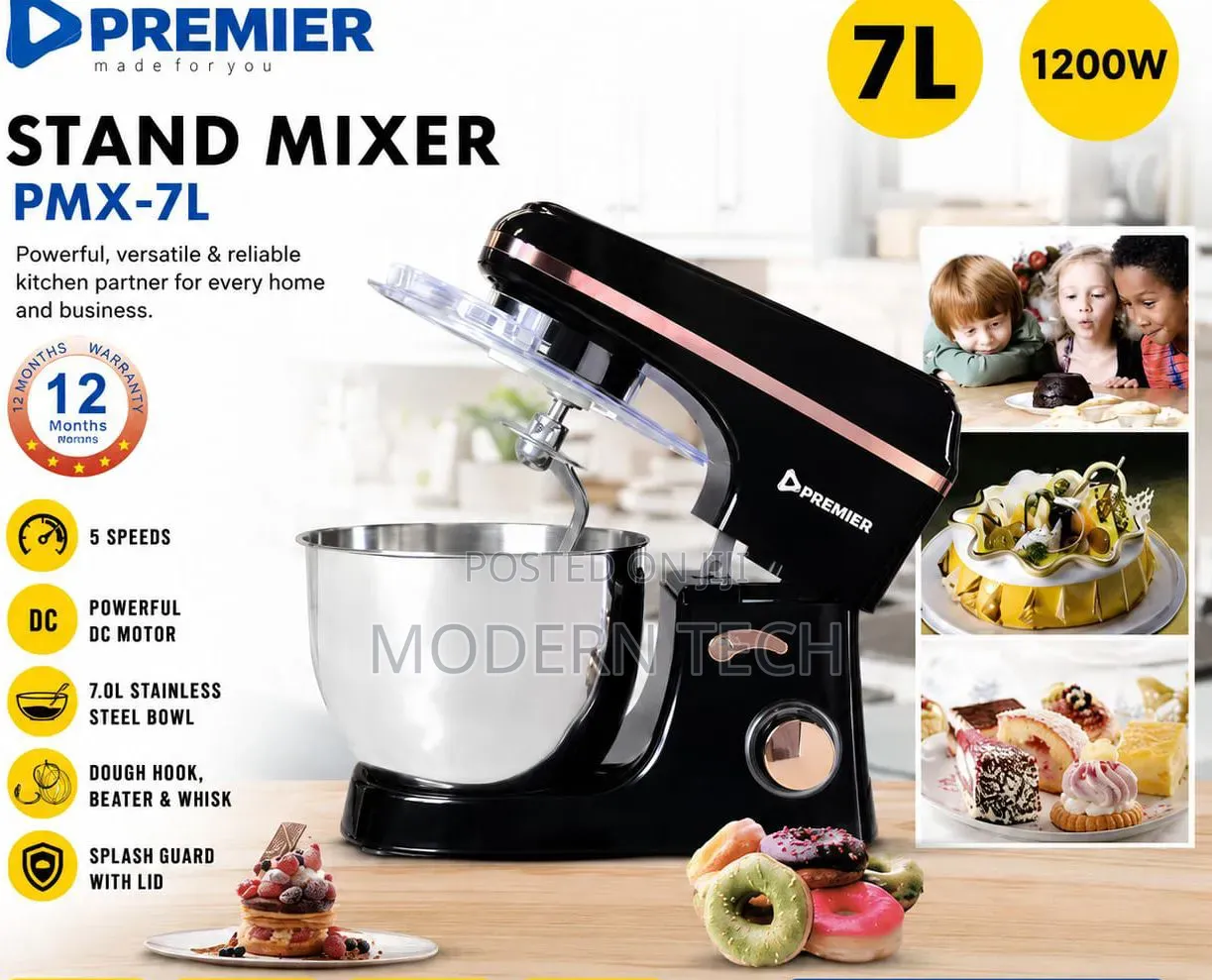 Premier 7L Electric Stand Mixer 1200W With Stainless Steel Bowl