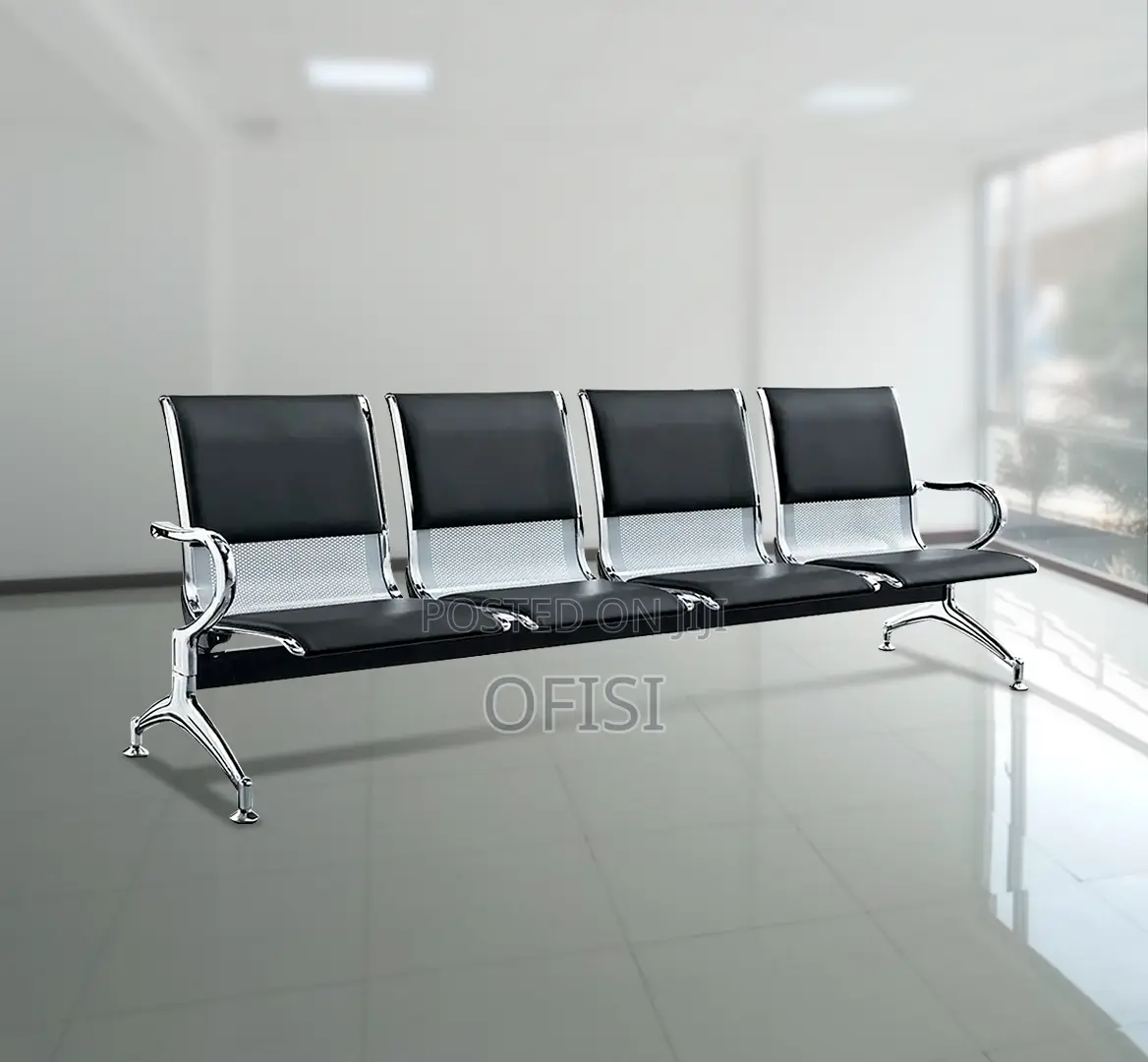 Waiting Bench; 4 Seater Padded Office Waiting Bench