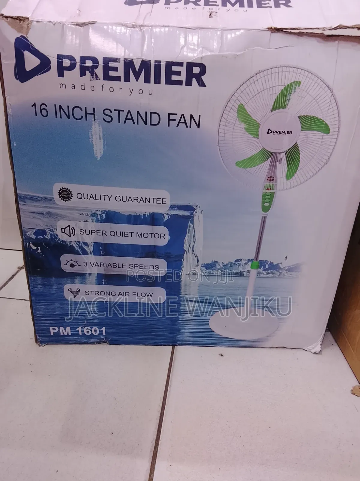 High Quality 16" Premier Standing Fan With a Round Base