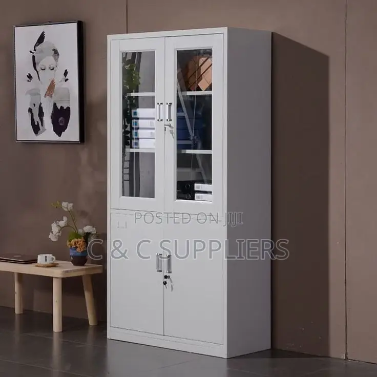 2-Swing Door Glass Front File Cabinet