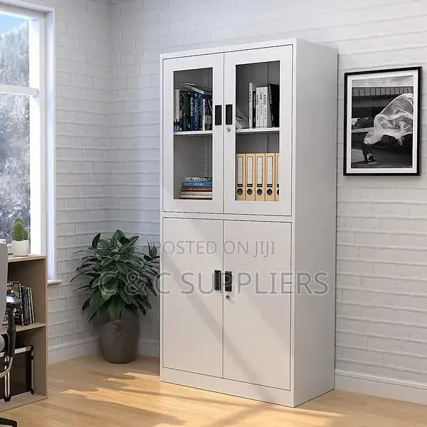2-Swing Door Glass Front File Cabinet