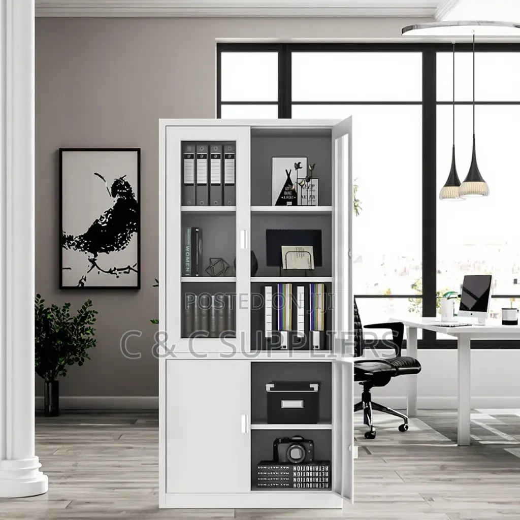 2-Swing Door Glass Front File Cabinet