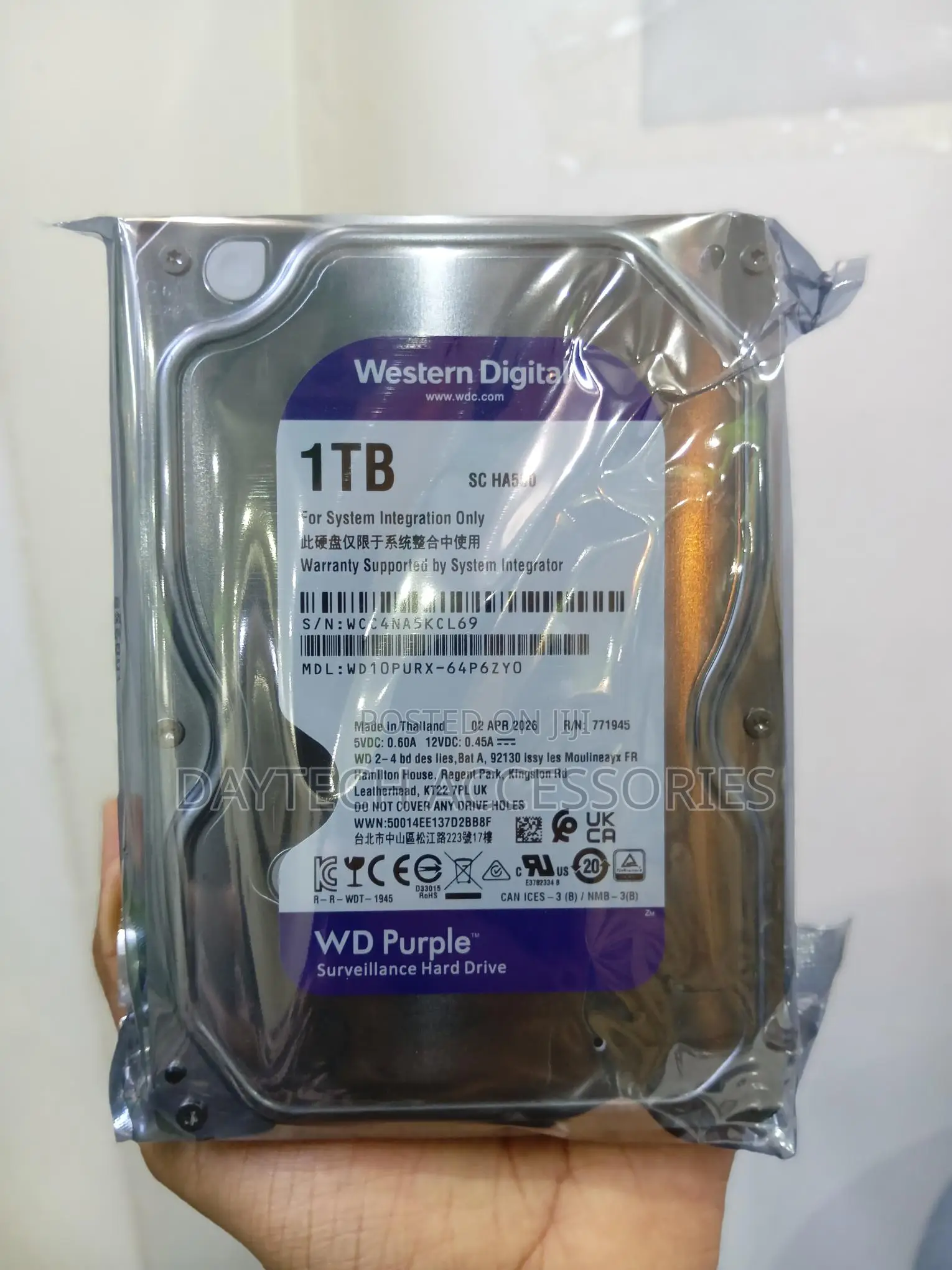 Western Digital WD Purple 1TB Surveillance Hard Drive WD10PURX-64P6ZY0