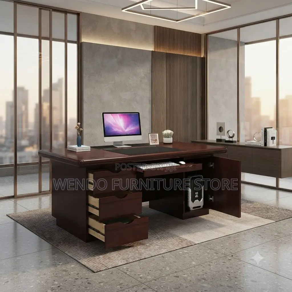 Office Desk; 1.4 Meters Executive Home Office Mahogany Drawered Desk