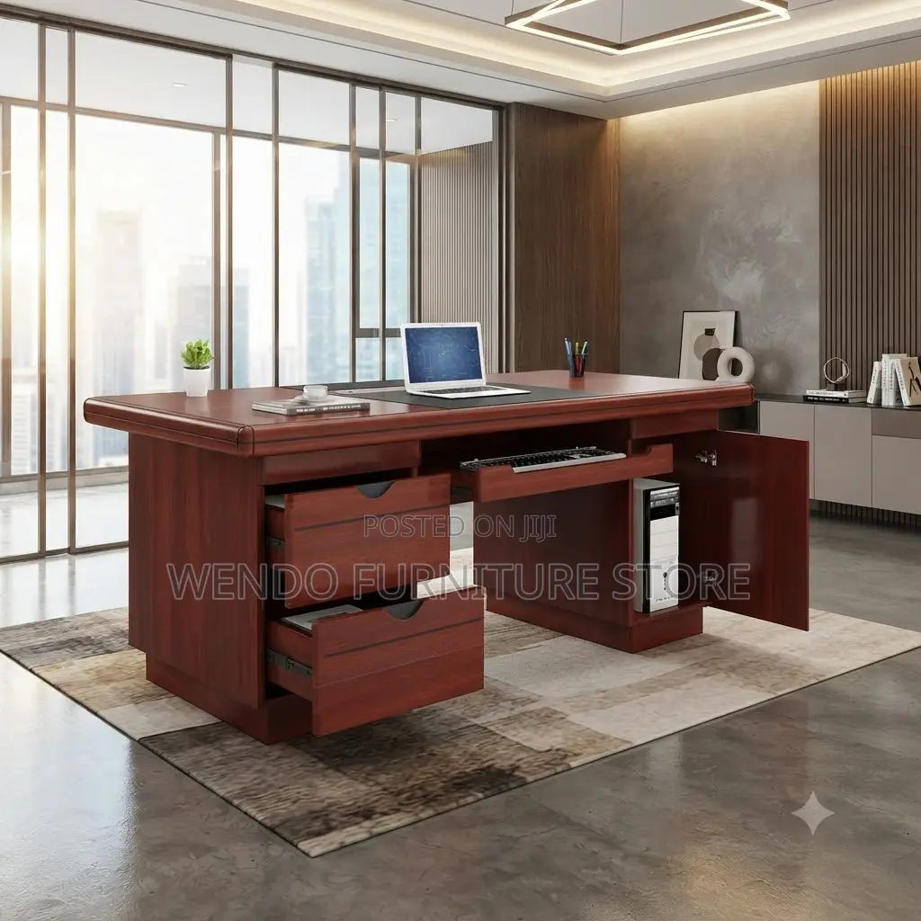 Office Desk; 1.4 Meters Executive Home Office Mahogany Drawered Desk